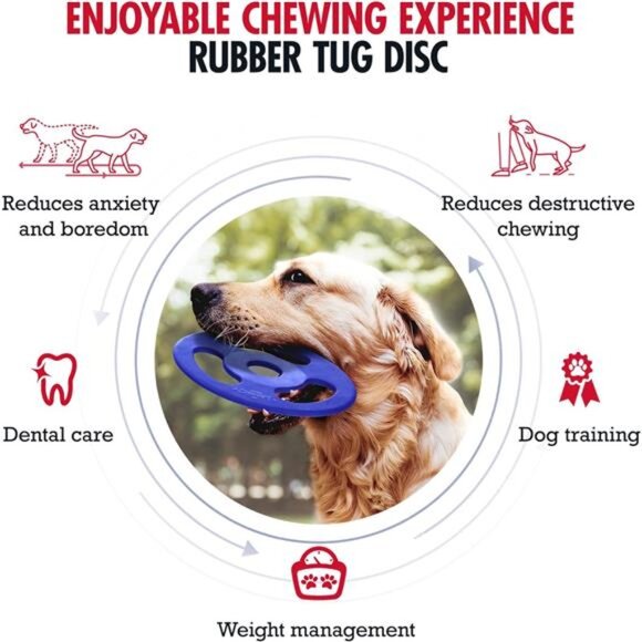 SuperChewy Tough Tug-of-War Flying Disc Toy | Strong Natural Rubber | Great Tug - Picture 2 of 6